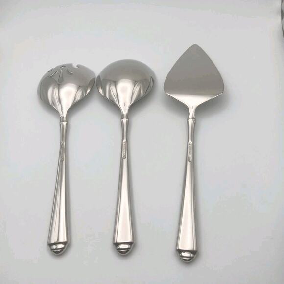Gorham Crown Tip 3 Piece Oversized Serving Set Glossy Stainless 18/10 Flatware - Picture 2 of 2